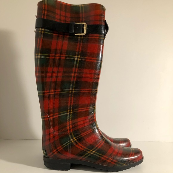 ralph lauren rain boots plaid